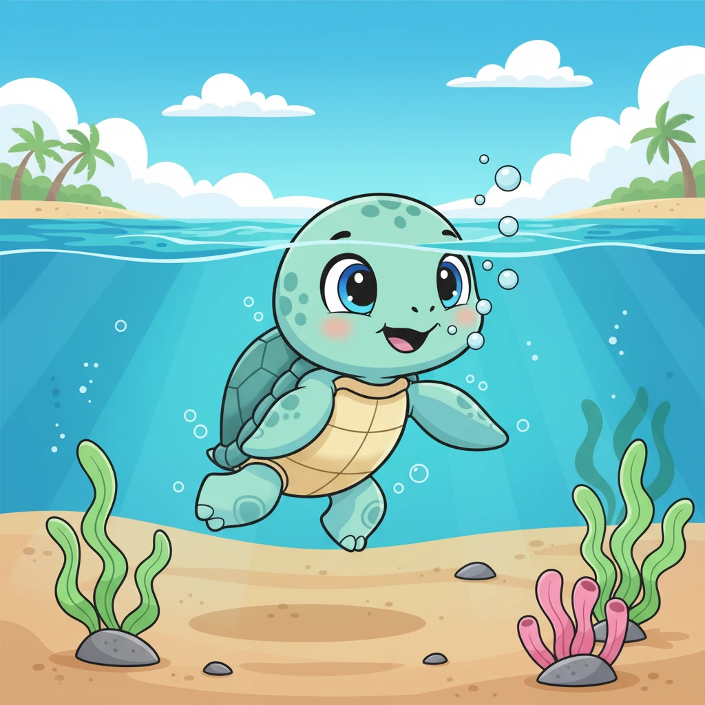 Shelly takes his very first dip into the cool, clear ocean water. His eyes are wide with amazement as tiny bubbles tickle his nose and his flippers begin to move with newfound grace.