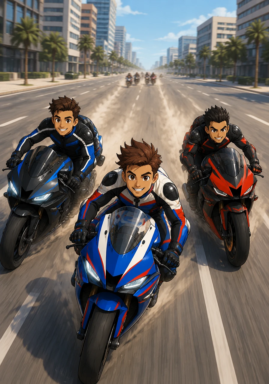 Seeking an adrenaline rush to process the bizarre encounter, they decided to take their twin machines out to a wide, deserted avenue known for local racers. They tore through the open lanes, cutting through the wind and leaving the rest of their club members far behind in the distance.