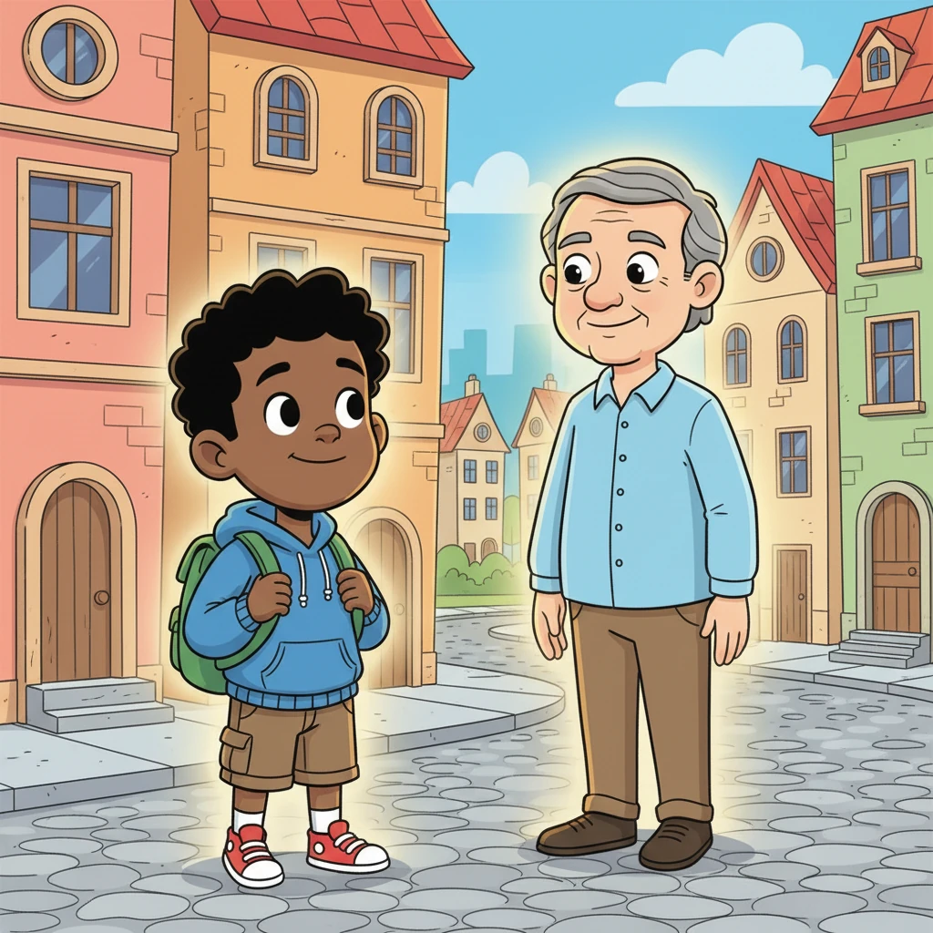 As Isaiah rounded a corner, a kind-faced stranger appeared, bathed in a gentle light. The man smiled warmly, his eyes filled with understanding. Isaiah felt an inexplicable sense of peace and trust.