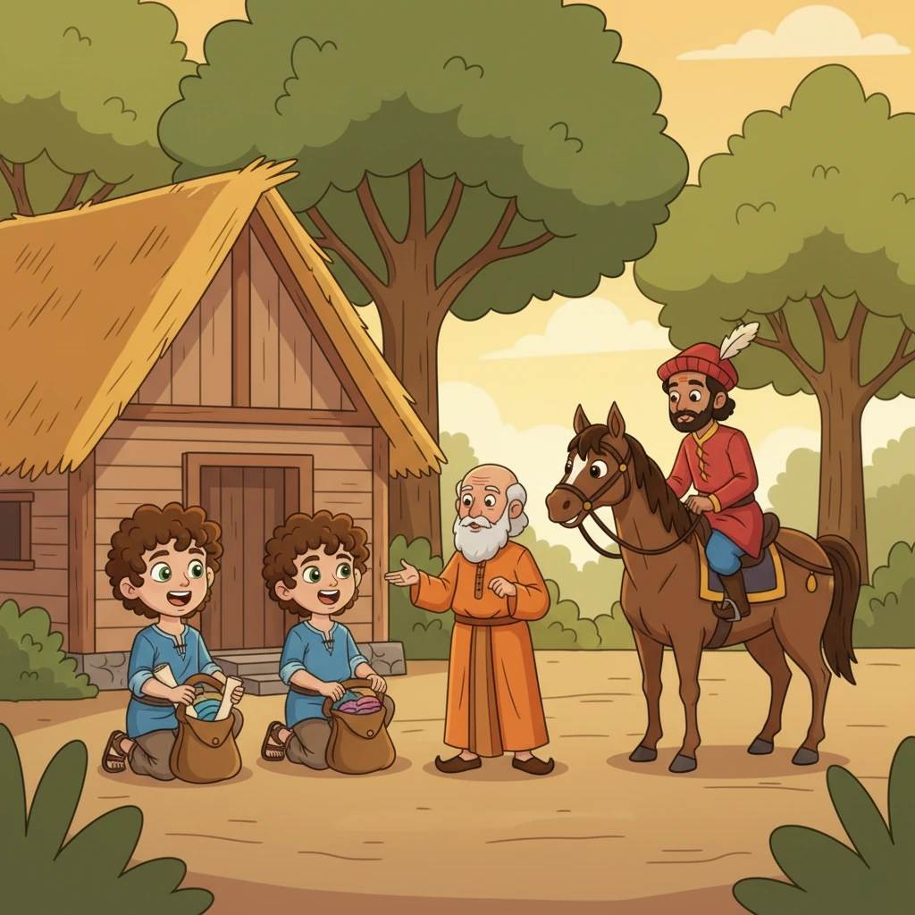 One day, a royal messenger arrived at the ashram, inviting Valmiki and his students to Ayodhya for a grand festival. Kusha and Lava, filled with excitement and a little nervousness, prepared for their journey to the great city. They knew this was their chance to share Valmiki's wisdom.