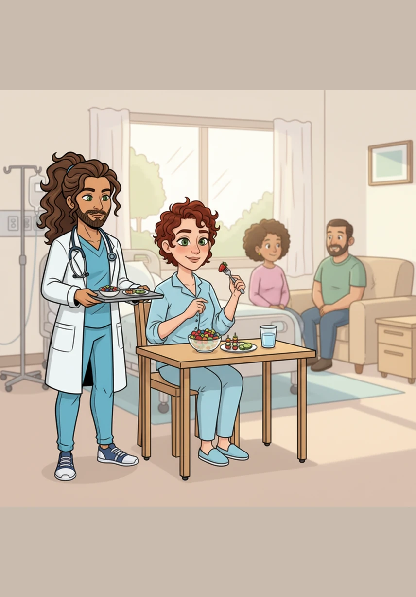 During the most intense days of treatment, Maya focuses on nourishing her body with colorful, small meals and plenty of water. She finds joy in the vibrant colors of fresh fruits and vegetables, understanding that every nutrient-rich bite is a building block for her physical strength.