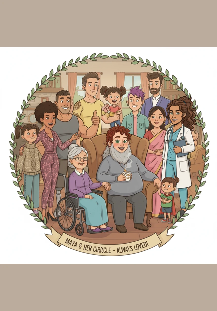 Maya surrounds herself with a circle of love, sharing laughter and quiet moments with her closest friends and family. Their emotional support acts as a powerful medicine, reminding her that she is never alone and that connection is vital for the soul's recovery.