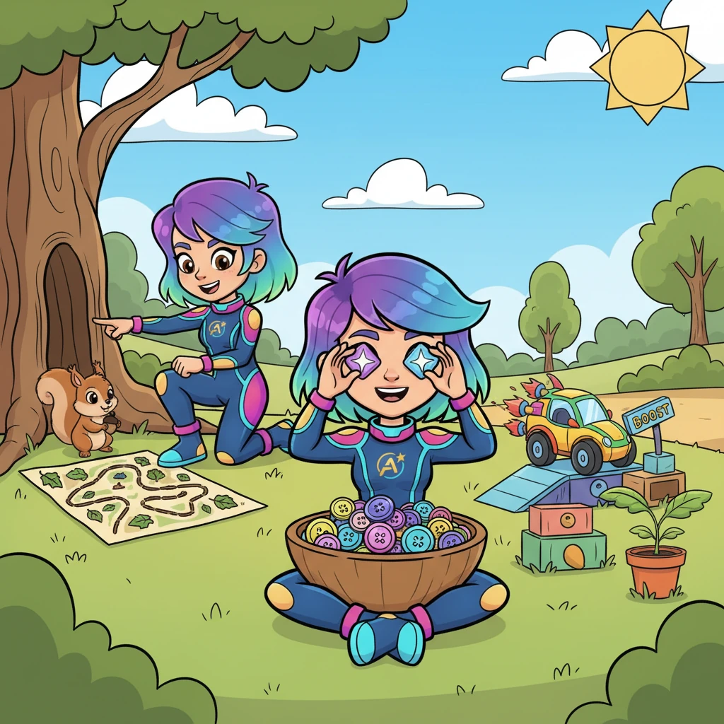 From helping a squirrel plan its nut-gathering route to carefully counting her own shiny buttons, Lexi was always busy. She loved inventing new ways to make her toy car zoom faster and watching her tiny sprout grow into a big, leafy plant.