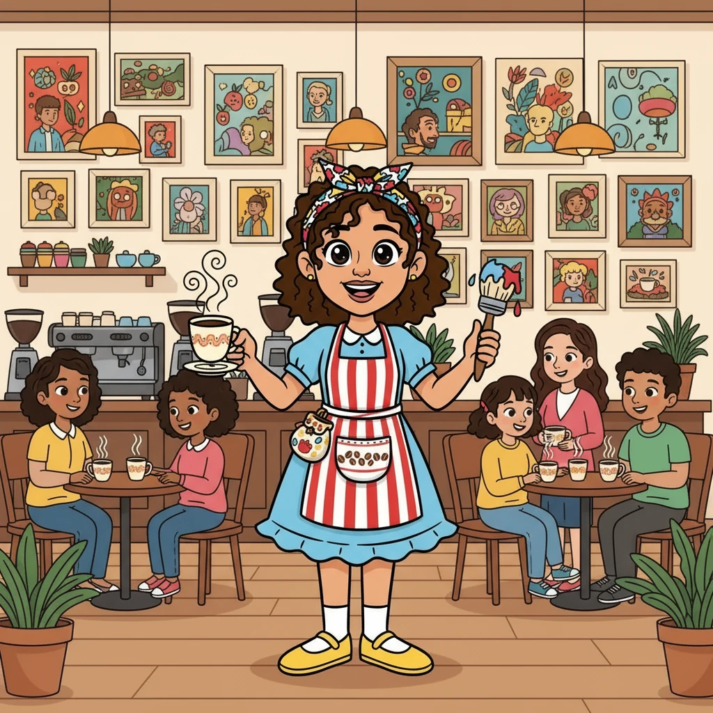 Al principio, Coffee & Co. era solo un lugar para tomar café, pero pronto se convirtió en algo más. Sofía, con su espíritu emprendedor, comenzó a colgar ilustraciones locales en las paredes. La cafetería se convirtió en un lienzo para la comunidad.