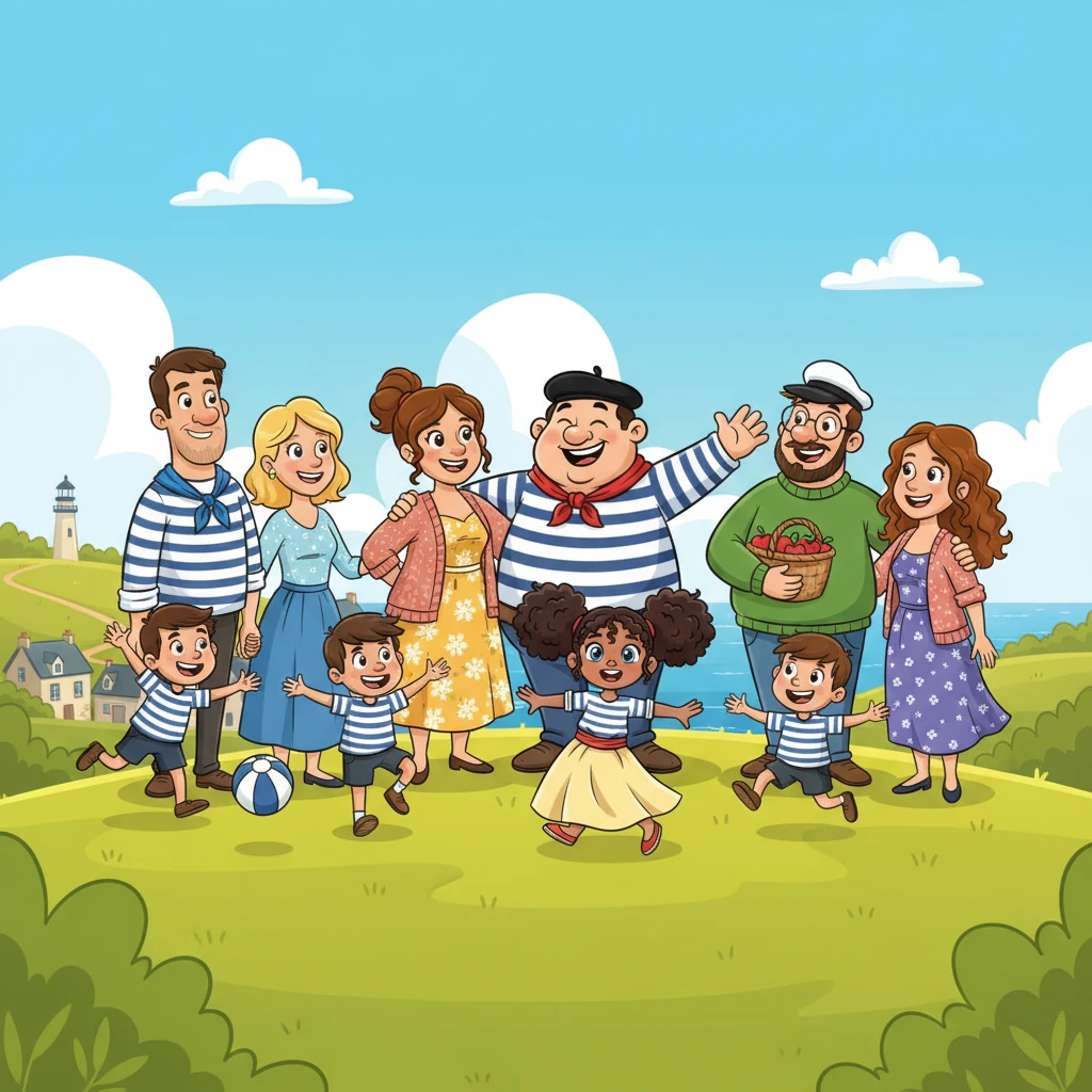 This is the lively family of Jacques and Martine, whose roots ran deep in Breton soil. Jacques, son of Antoinette, was the patriarch. Their three grown children, Alexander with his Laura and their three little rascals Paul, Jules, and Belletine, Matthieu with his own Laura, and Nicolas with Jeanne, formed a sprawling, boisterous clan.