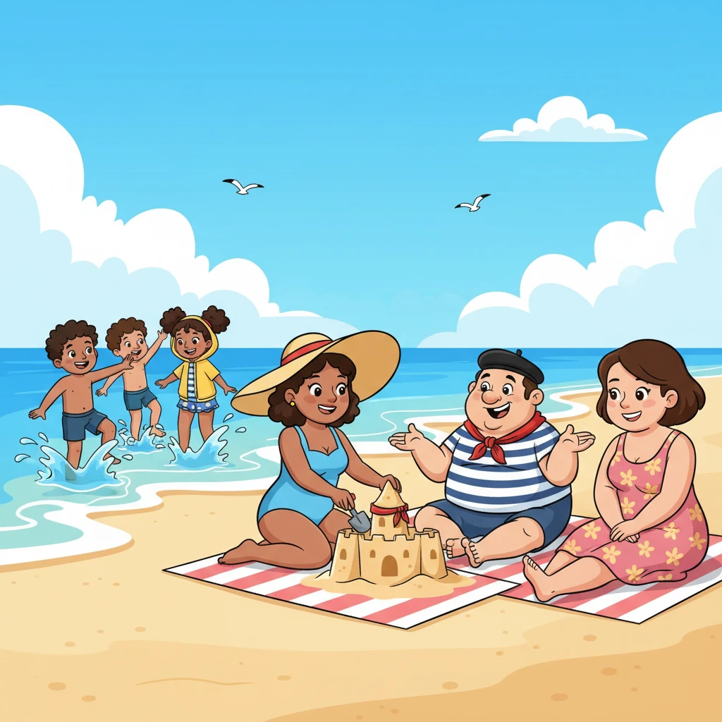 Weeks later, the entire sprawling family reunited on a sun-drenched Breton beach. Laughter echoed as Paul, Jules, and Belletine splashed in the waves, while the adults relaxed on towels, building sandcastles and sharing stories under the warm summer sun, all past arguments seemingly forgotten.