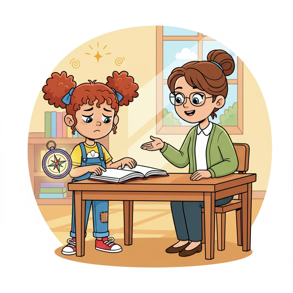 The teacher, noticing Lily's hesitation, smiled kindly. "It's okay to be nervous, Lily," she said. "But everyone has a story to tell. I believe in you." This gentle encouragement sparked a tiny flicker of hope within Lily's heart.