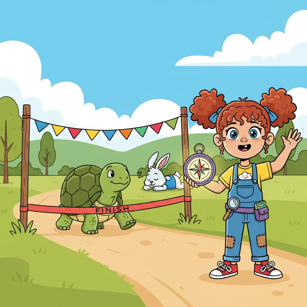 The Hare, boastful and quick, and the Tortoise, slow but steady, acted out their famous race right before Lily's eyes. Lily watched, fascinated, as the Tortoise slowly but surely crossed the finish line, teaching her about perseverance.