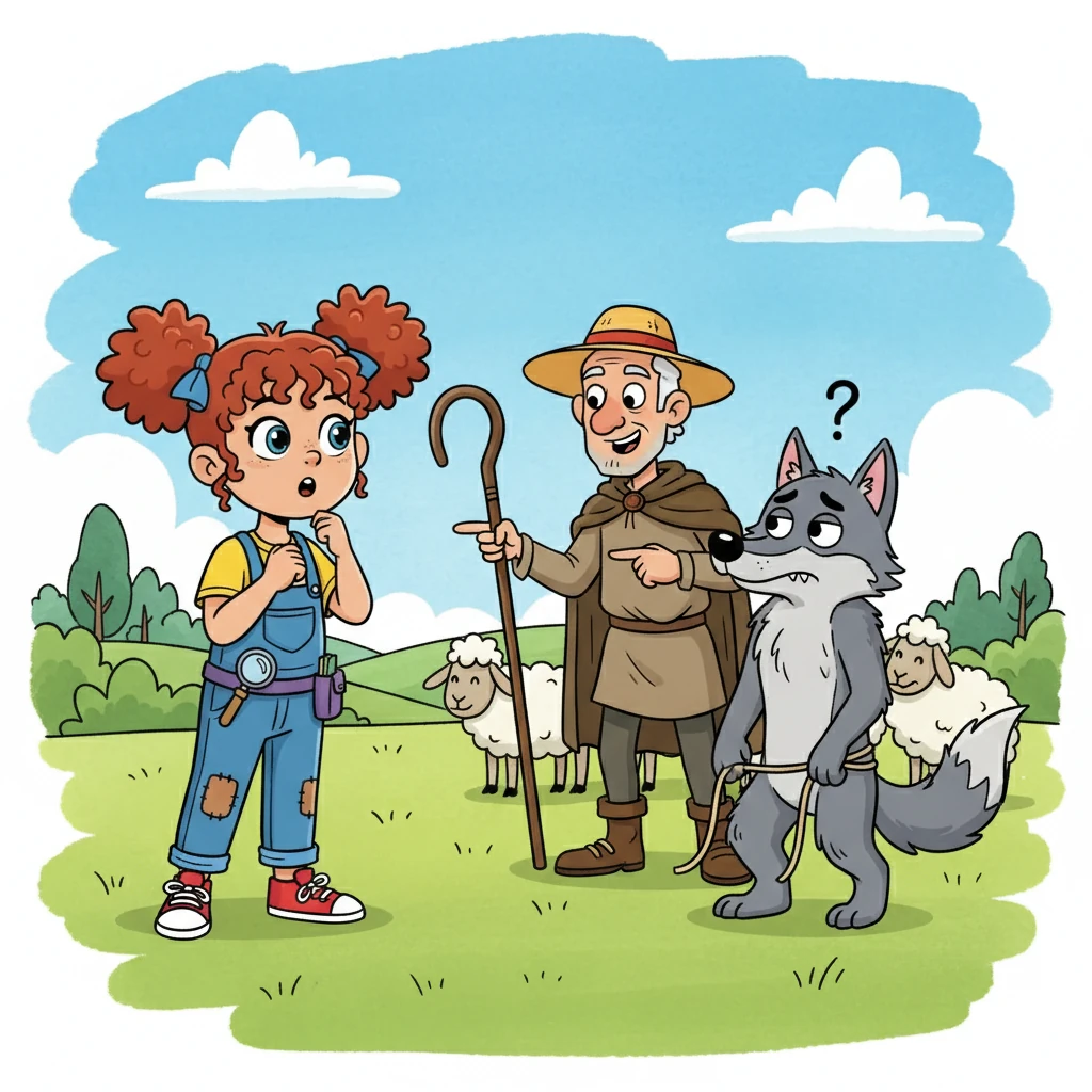 Next, the Shepherd and the Wolf appeared, enacting their tale. Lily listened intently as the Shepherd's cleverness outwitted the cunning Wolf. The story reminded her that cleverness and courage can overcome even the most daunting challenges.
