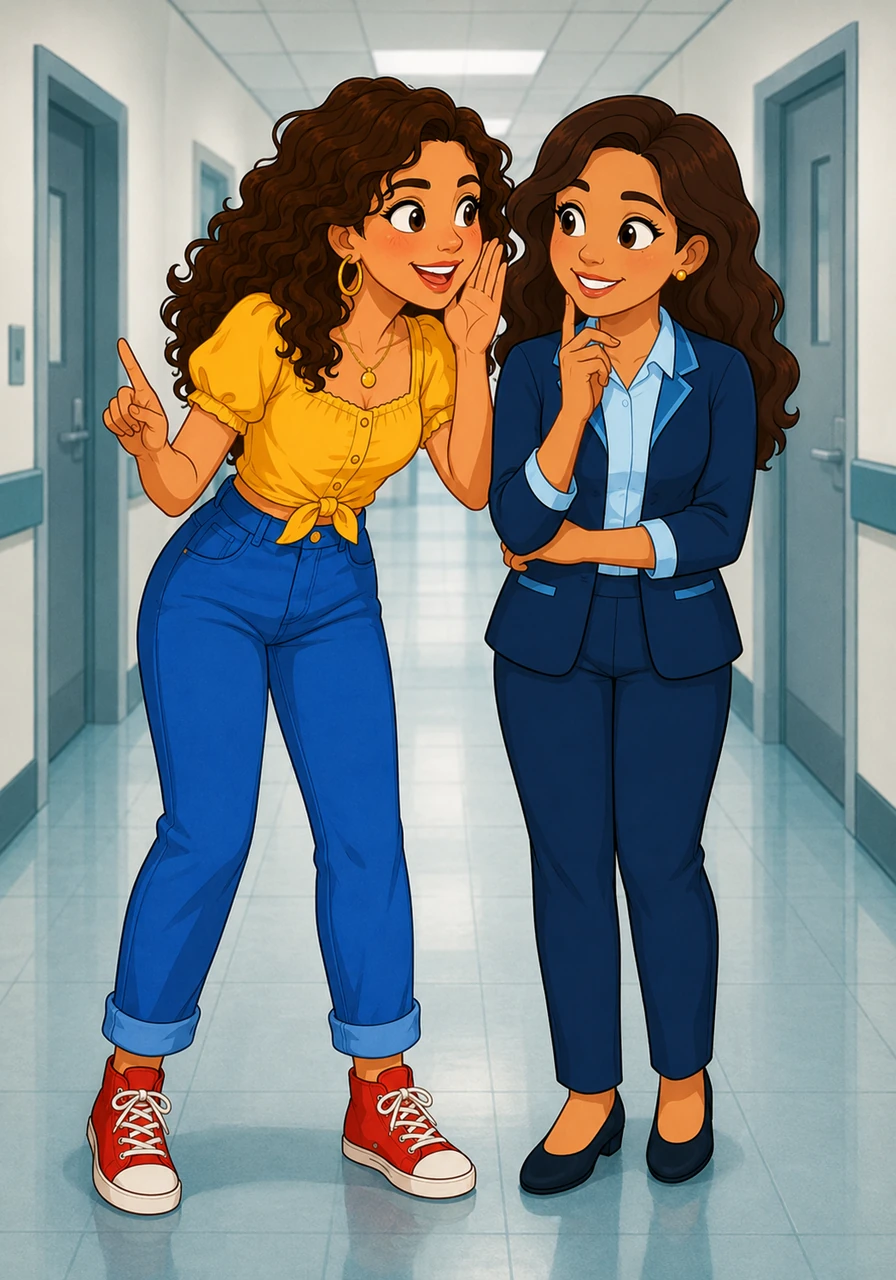 Carla quickly became the life of the office, her infectious laughter and cheerful demeanor lighting up the sterile hospital corridors despite the heavy burdens she quietly carried in her heart. Whenever she had a free moment, she would excitedly whisper to Nieves about her favorite vampire chronicles, imagining the hospital's hidden basements held secrets just like Salvatore Boarding House.