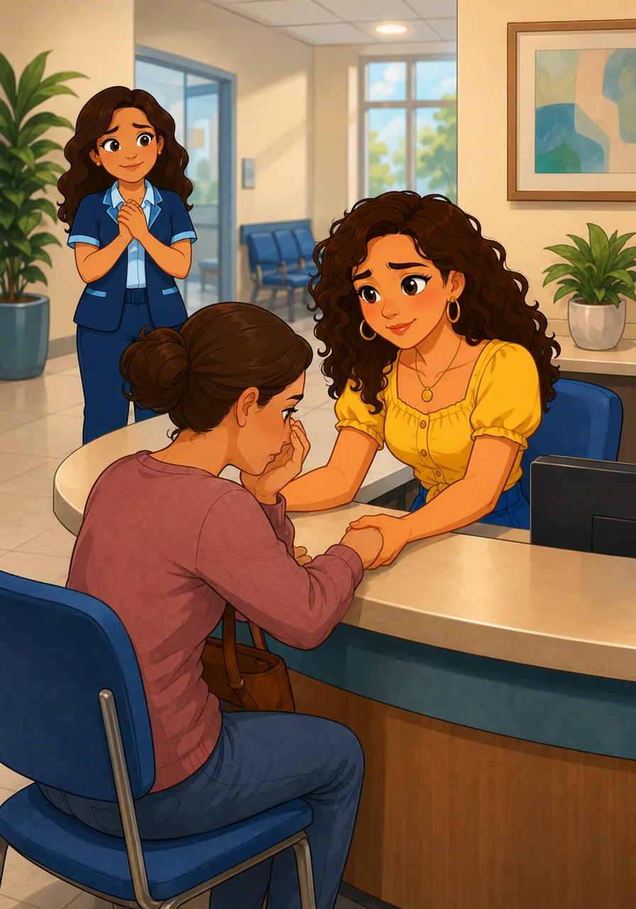 Despite the painful memories of past hardships that occasionally cast a shadow in her eyes, Carla’s affectionate nature never wavered as she comforted a worried patient at the admission desk. Nieves watched from afar, deeply moved by the incredible strength, grace, and empathy radiating from the newly turned twenty-year-old.