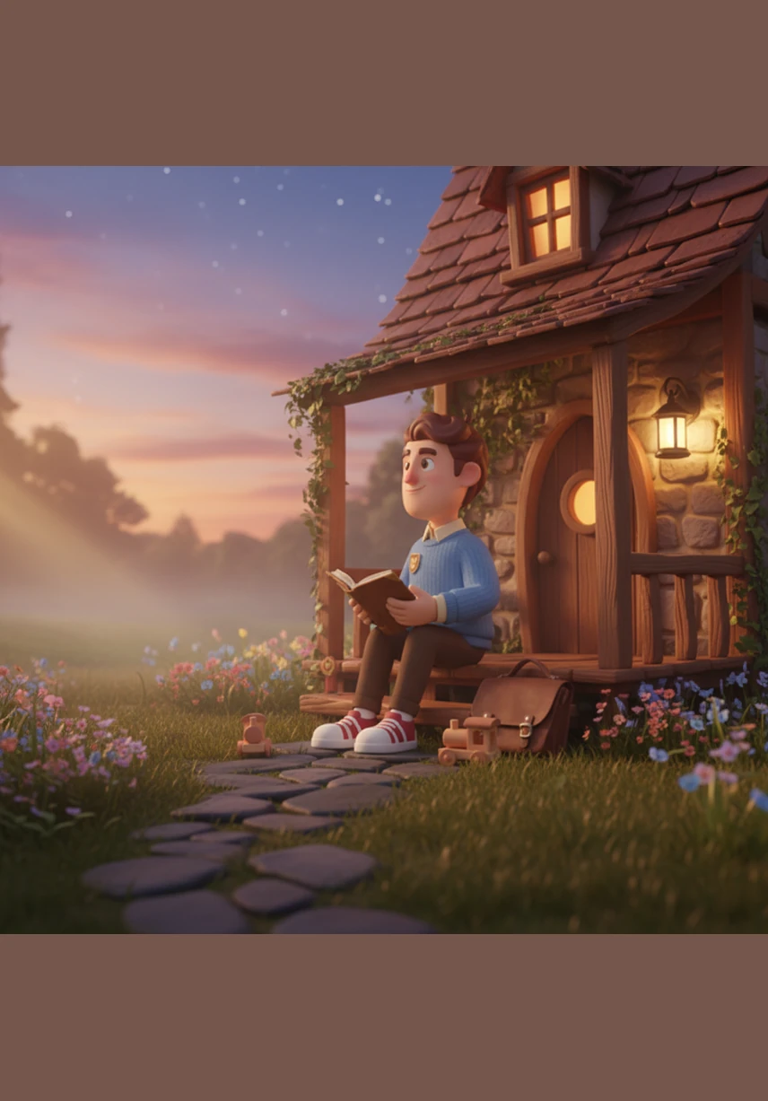 Back at his cozy cottage, Arthur sits on his porch and watches the stars begin to appear in the twilight sky. He thinks about the people he spoke to and the simple beauty of a day spent in motion and conversation.