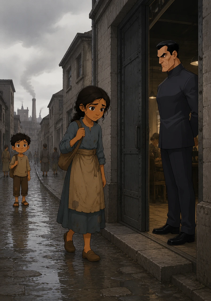 The morning air is chilly as Amina walks through the grey, narrow streets toward the garment workshop. The city is just beginning to stir, but for Amina, the long day of work is already calling as she approaches the heavy doors.