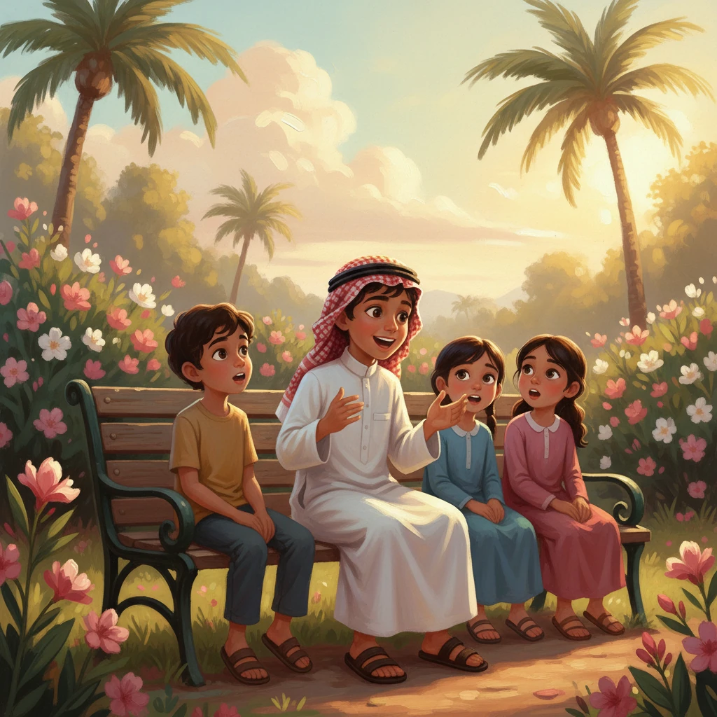 في اليوم التالي، التقى سلطان بأصدقائه في الحديقة. وبحماس كبير، بدأ يروي لهم عن مغامرته الرقمية الجديدة وكيف اكتشف متعة التعلم عبر الحاسوب. كانت عيناه تلمعان بالفخر والسعادة.