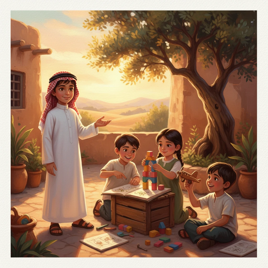 وبالفعل، اتبع الأصدقاء نصيحة سلطان، واكتشفوا هم أيضًا عالمًا من المعرفة والمرح. أصبحوا يقضون أوقات فراغهم في التعلم واللعب المفيد، وباتت أوقاتهم مليئة بالفرح والإبداع، وكل ذلك بفضل فكرة سلطان البسيطة.