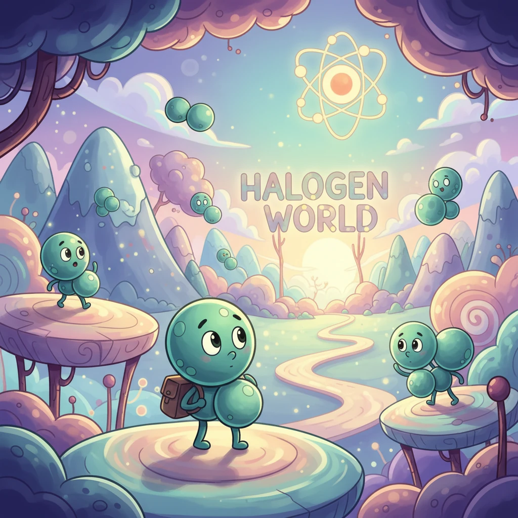 הלוגן היה אטום קטן, סקרן, שחי בעולם ההלוגנים. הוא תמיד תהה מדוע הוא וחבריו תמיד מופיעים בזוגות. הוא רצה לצאת למסע כדי לגלות את העולם שסביבו.