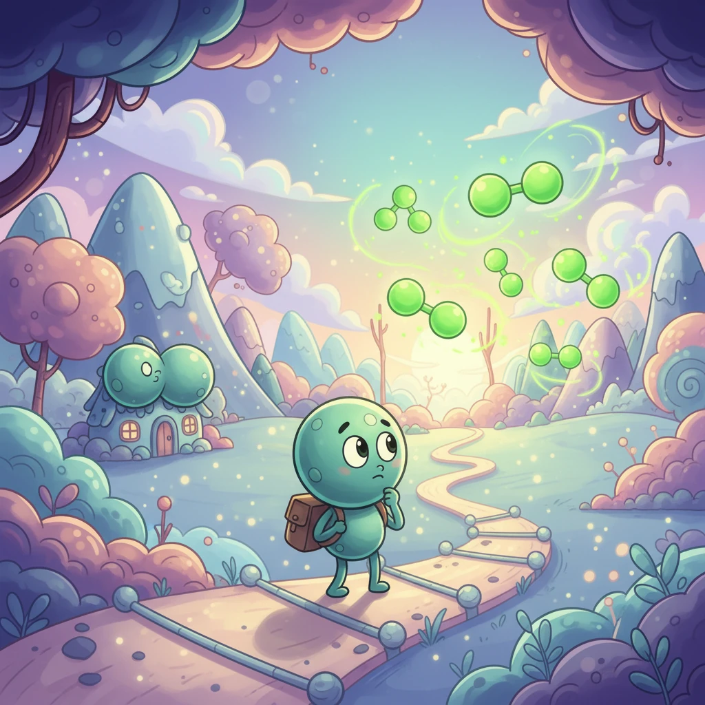 הלוגן עזב את ביתו הקטן, הדו-אטומי, ויצא למסעו. הוא צפה בפלואור הירוק, שהיה מאוד תוסס, וחשב עד כמה הוא שונה.