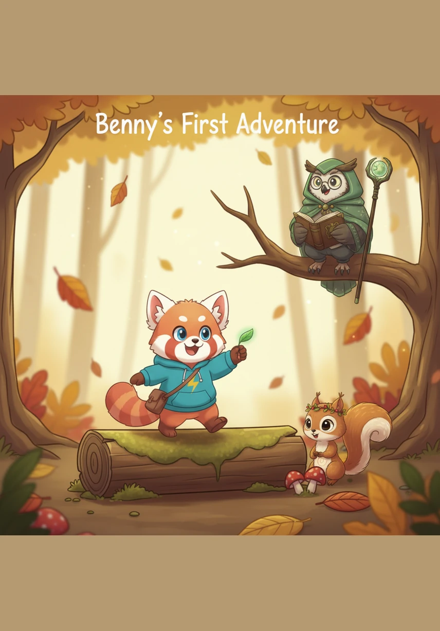 With a tummy full of breakfast and a small bag packed with honey jars, Benny set off on his very first adventure. The forest felt much bigger and more magical than he had ever imagined as he stepped onto the mossy trail.