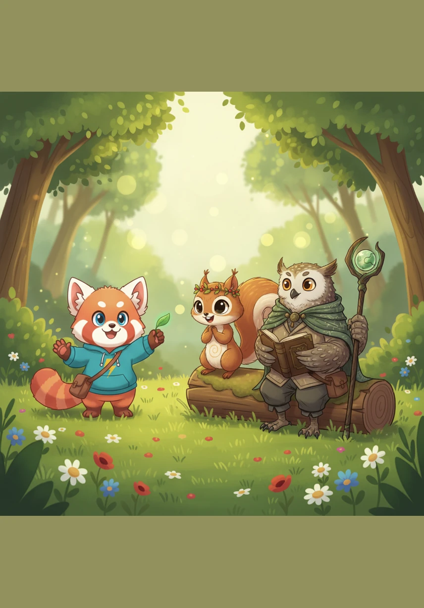 In the middle of the meadow, Benny met a tiny squirrel who had lost his way back to his family's nest. Benny kindly shared his berries and guided the squirrel home, learning that helping others is a very important part of any journey.