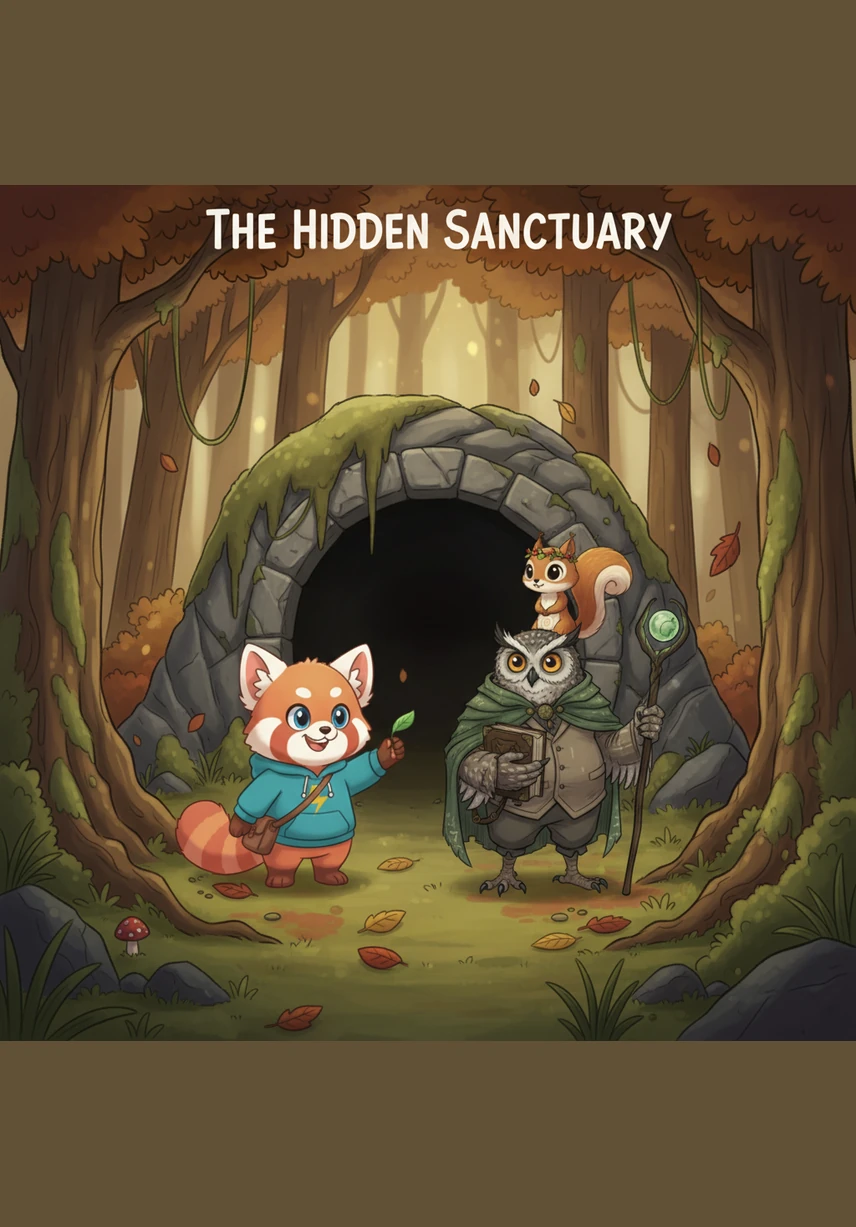 The map finally led Benny to the entrance of a hidden cave glowing with a soft, magical blue light. Inside, hundreds of bioluminescent mushrooms turned the stone walls into a beautiful scene that looked like a starry night sky.