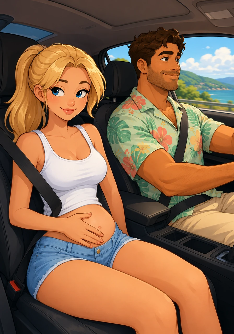Beneath her casual exterior, Anna was playing a secret game, having deliberately drunk two large glasses of water right before and during the start of the drive. She felt the first gentle, warm pressure building in her lower belly, a private thrill that she kept entirely to herself.