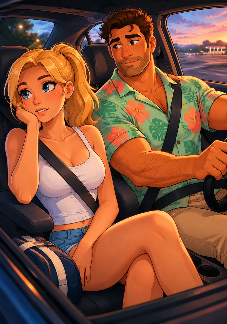 Steffan noticed the pattern, observing the slight bite of her lower lip and the way her eyes briefly glazed over before she snapped back to attention. Wondering if she needed a break, he offered to pull over at a gas station coming up in ten miles.