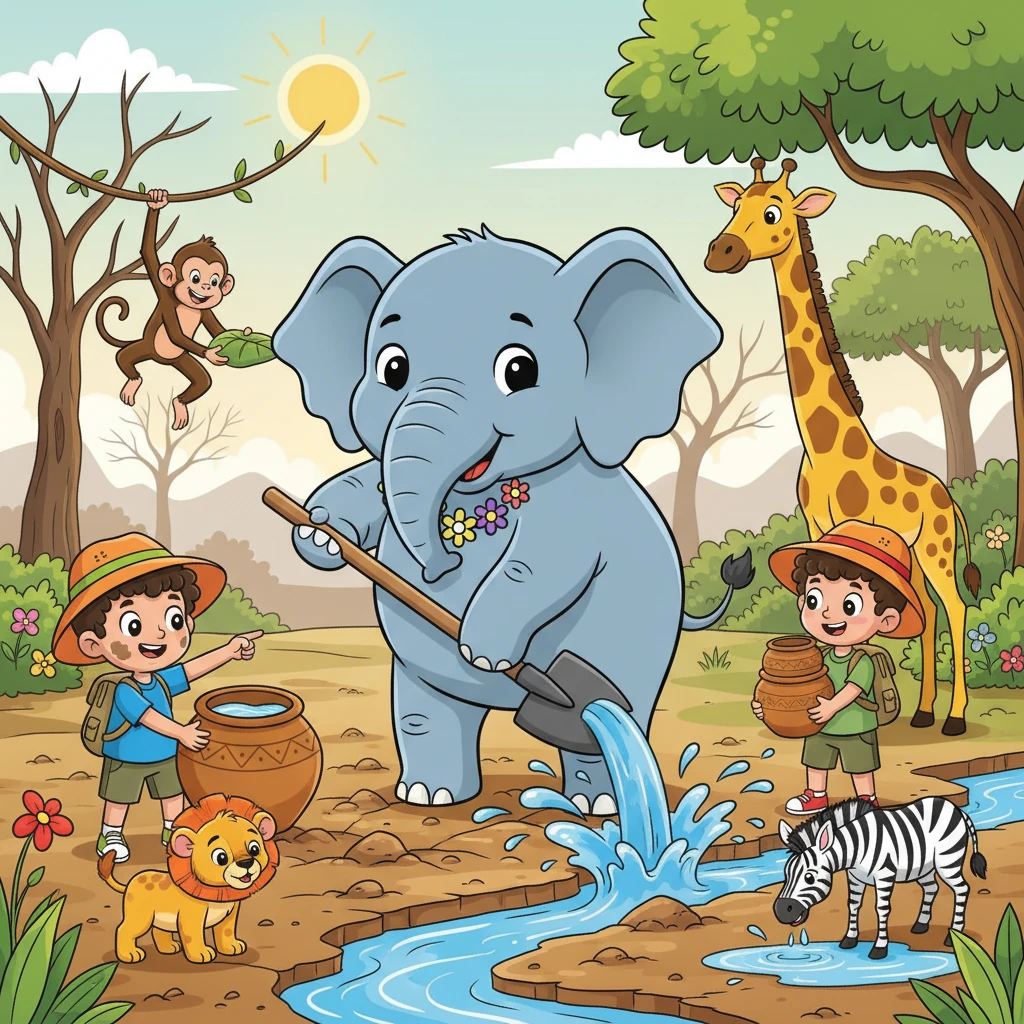 Ella the Elephant and the Thirsty Jungle - 动物故事