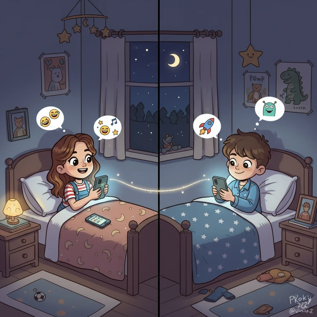 Ce soir-là, cachés dans leurs chambres respectives, les téléphones résonnèrent. Clara et Romain s'échangèrent leurs numéros et entamèrent une conversation passionnée, parlant de leurs rêves, de leurs peurs et de leurs rires. Les heures passèrent, emportant avec elles le temps, jusqu'à ce que la nuit avance.