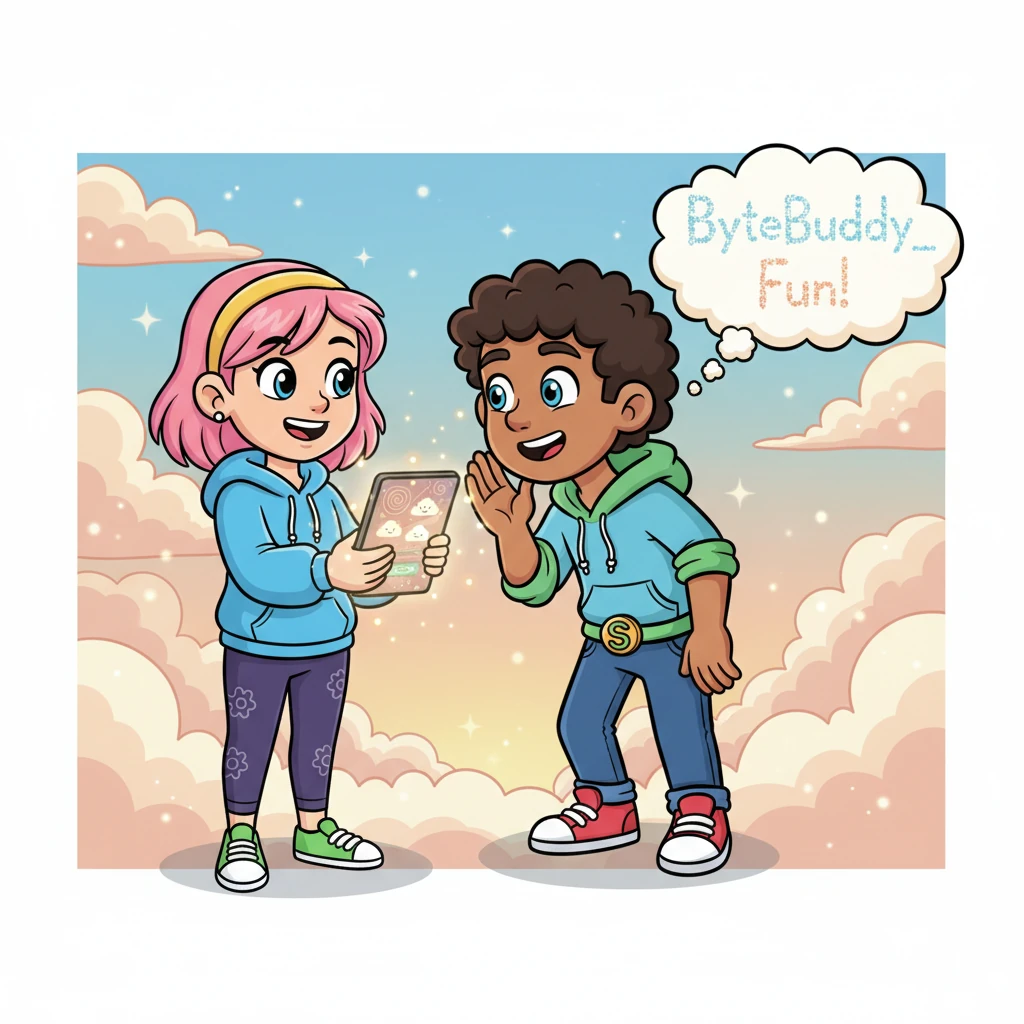 "To enter, you need a special Digital ID, like a secret name just for you!" Penny explained. She showed him a glowing screen. "What happy name would you like to be known by in the Dreamland?" Byte Buddy thought hard, then whispered, "ByteBuddy_Fun!"
