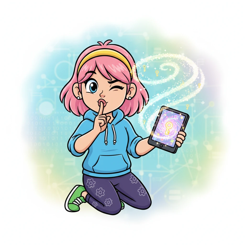 "Now for your super-secret Secret Sparkle Code!" Penny whispered, winking. "This is like a special key only you know, to keep your Digital ID safe and sound." She explained it should be something unique and memorable.