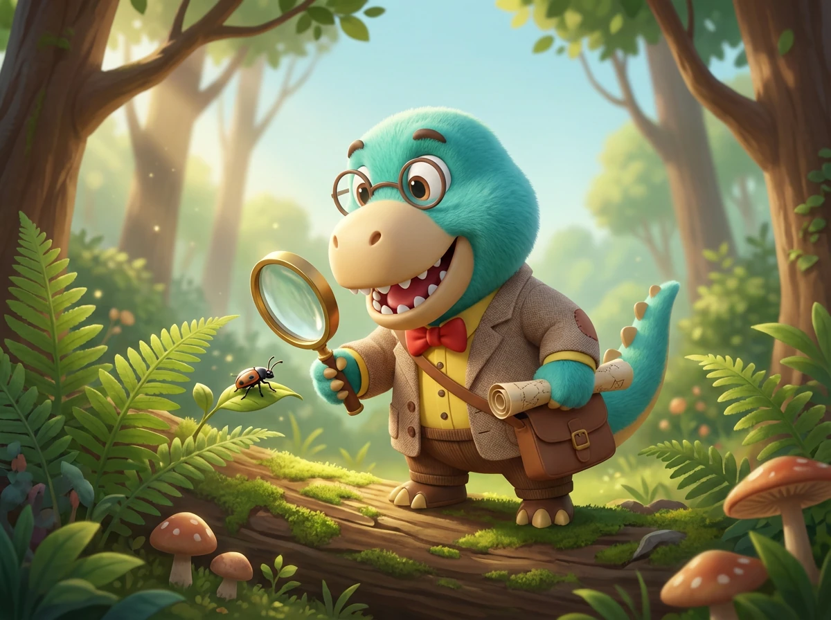 The Stegosaurus stands proudly amidst a dense fern forest, its large back plates gleaming in the dappled sunlight. It munches on the surrounding foliage, a peaceful giant in its prehistoric home.