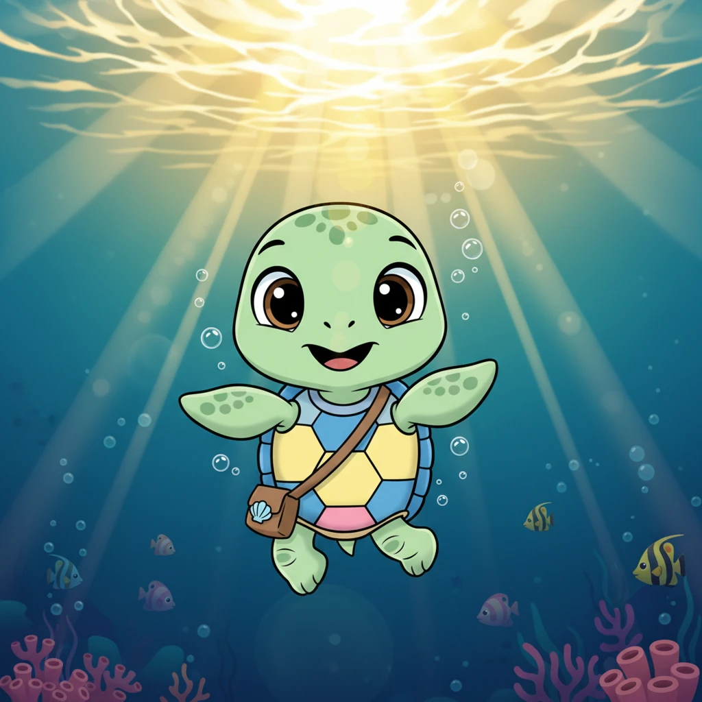 With a heart full of new memories and a shell full of stories, Shelly began her gentle swim back towards the sunlit surface. The ocean felt less vast and more like a home now, ready for her next grand adventure.