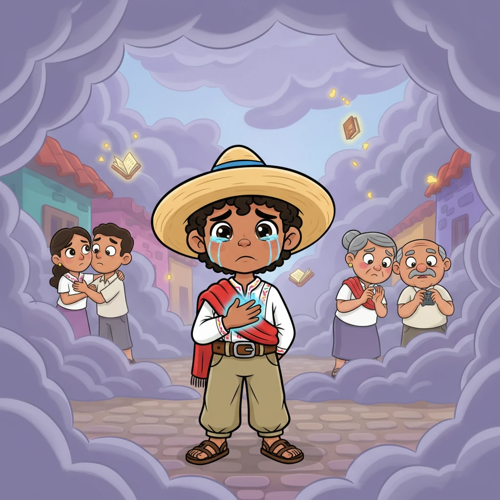 El pueblo se sumerge en una extraña niebla de olvido. La gente se mira con extrañeza, sin reconocer a sus seres queridos o sus propias historias de vida. Emiliano, con el corazón encogido y lágrimas en los ojos, observa la dolorosa pérdida de recuerdos, dándose cuenta del terrible error que ha cometido con el chile mágico.