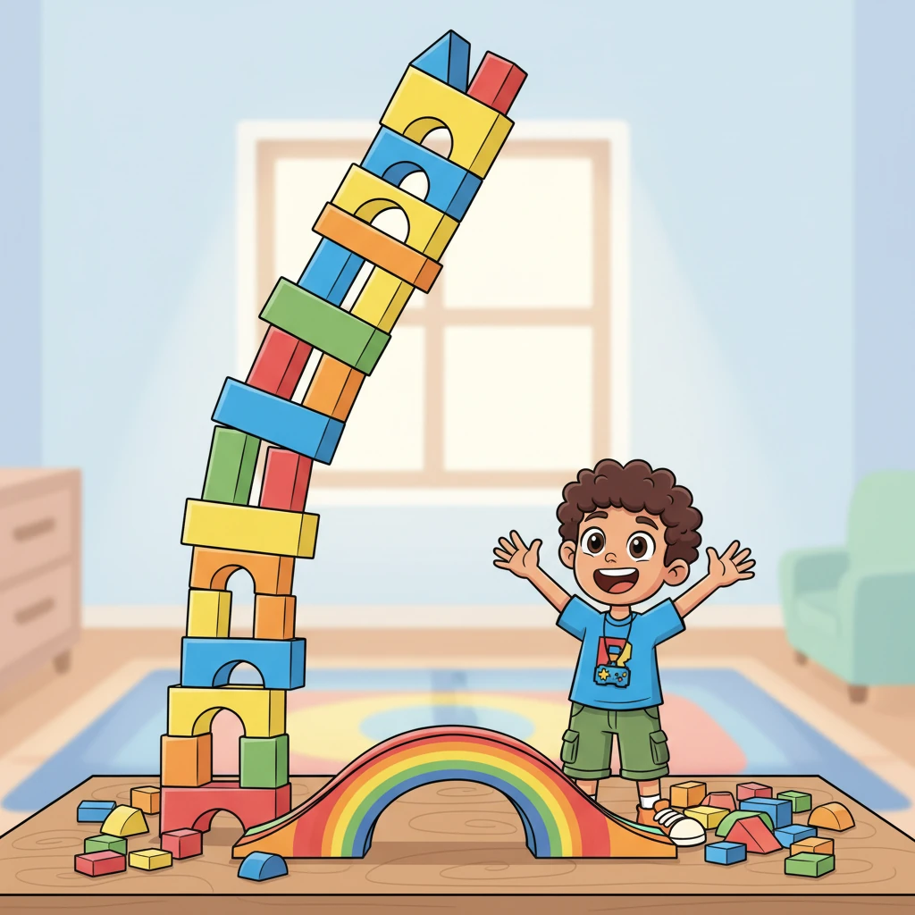 Pronto, sus construcciones se hicieron más grandes y audaces. Un puente arcoíris se extendía por su mesa, y una torre tambaleante casi tocaba el techo. La imaginación de Leo no conocía límites, y sus creaciones eran cada vez más fantásticas.