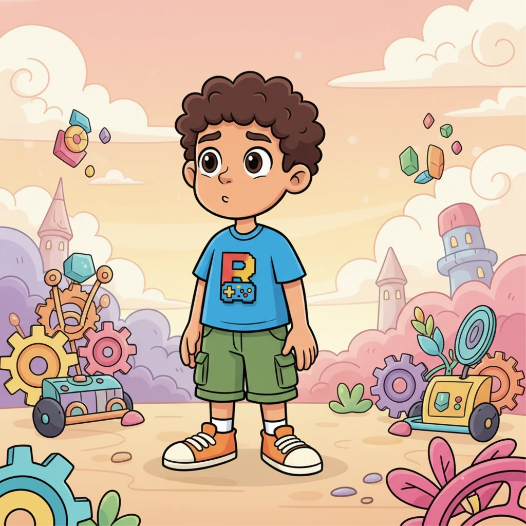 A pesar de su maravilloso mundo, Leo se sentía un poco solo. Miraba sus creaciones, tan llenas de vida, y deseaba tener a alguien con quien compartirlas. Un pequeño suspiro escapó de sus labios mientras observaba sus obras maestras.