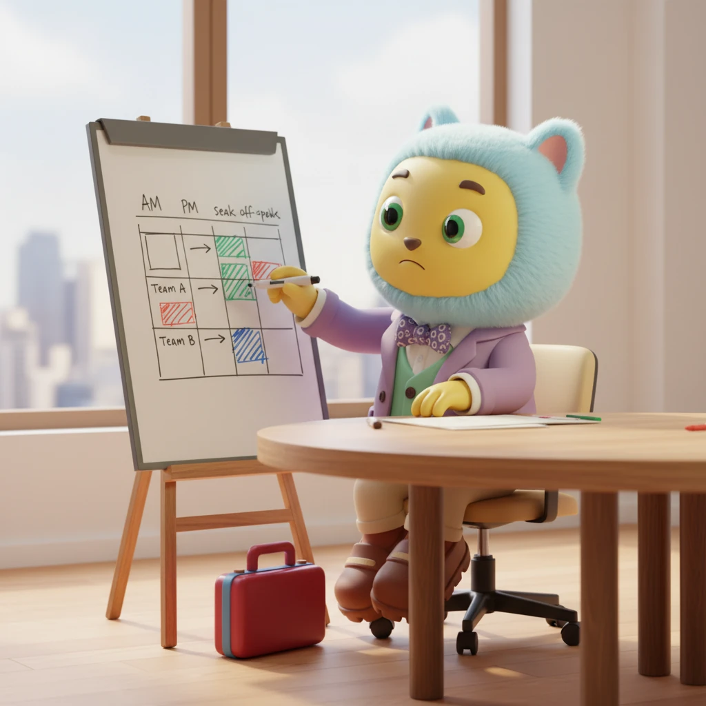 Keith, considering Haley's client needs, proposed staggered server access times, allowing his team to use it during off-peak hours while Haley's team maintained their prime slots. He sketched a potential schedule, showing newfound flexibility.