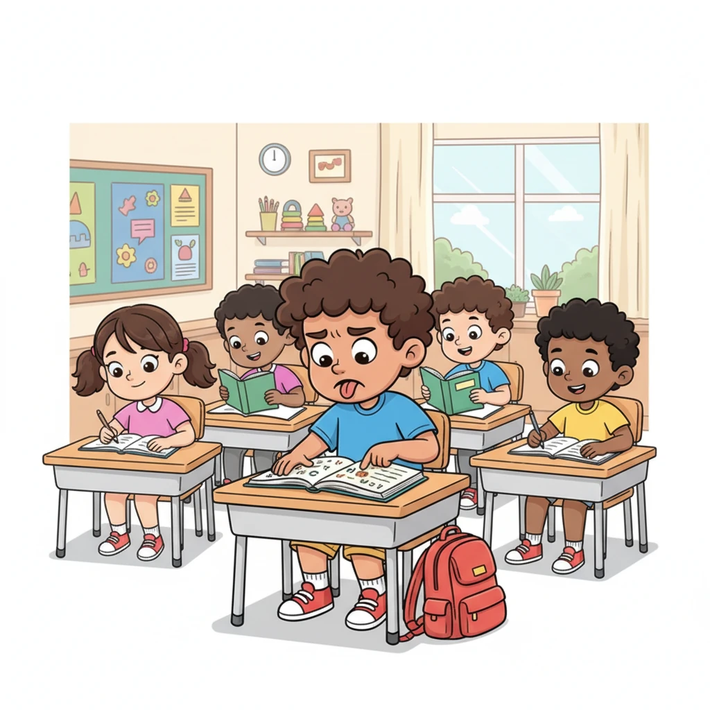 In the bustling classroom, Sabir sits at his small desk, his brow furrowed as he slowly, painstakingly spells out words letter by letter. His classmates around him are already zipping through their books, leaving Sabir feeling a little lost and behind.