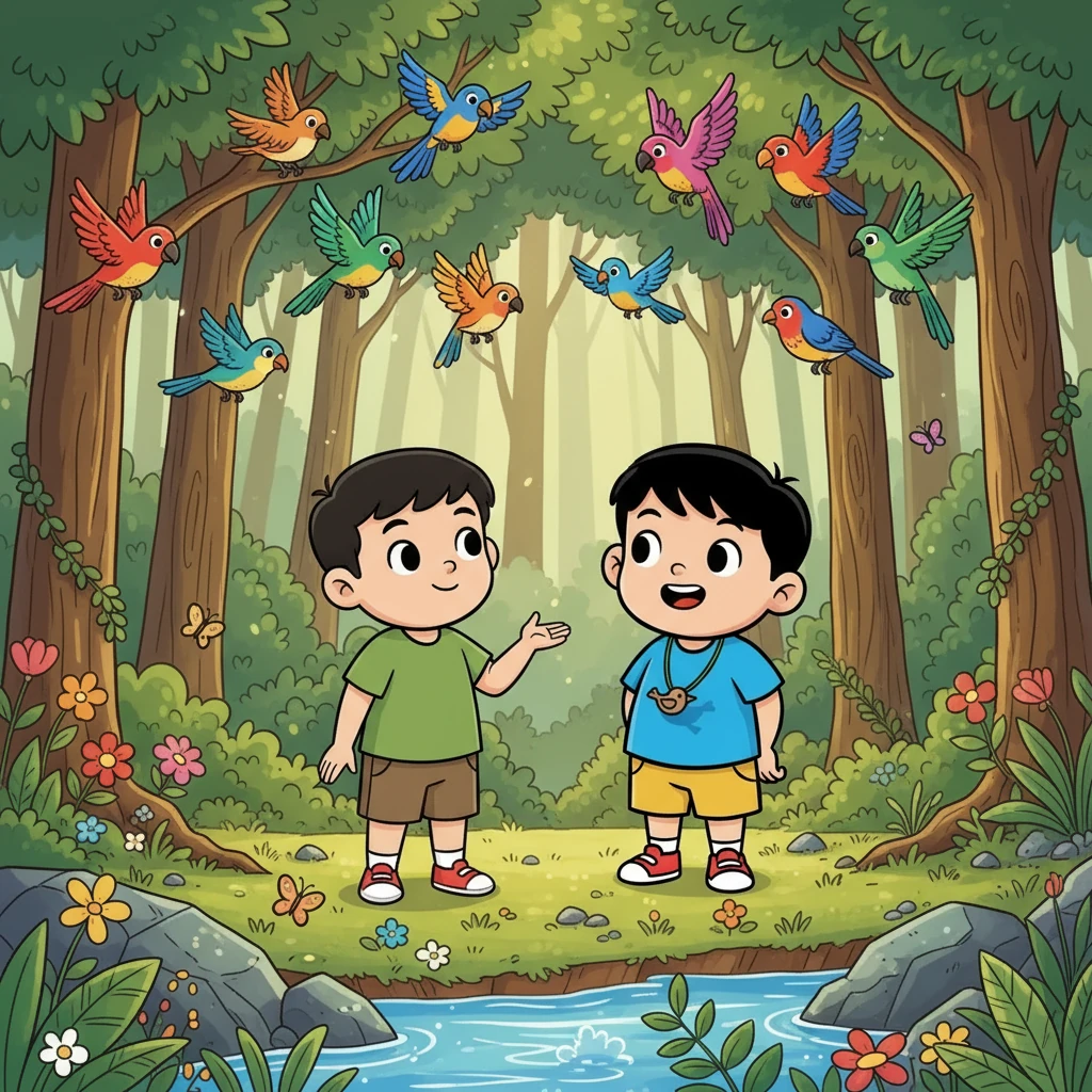 朋友走过来，轻轻地说：“这真是鸟的天堂啊！鸟儿们在这里自由自在地生活，没有人去打扰它们。”小明点点头，心中充满了对大自然的敬畏和喜爱。