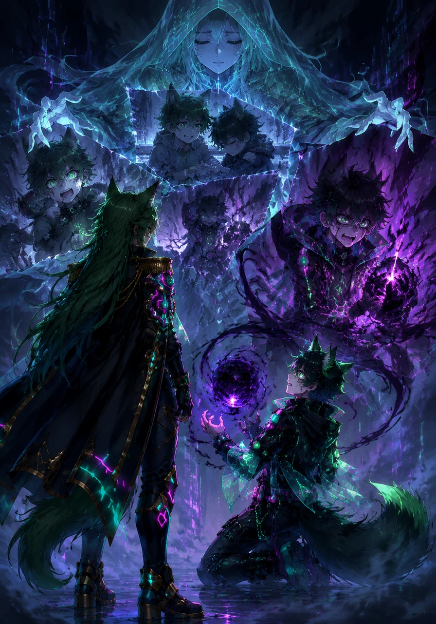 A spectral guardian emerges from the mist, its form shimmering with ancient sorrow as it shows Raven haunting visions of James’s torment. She sees the dark spells fueling his magic bomb, realizing that his madness is a twisted reflection of the fears they both shared as children. The guide warns her that the magic he wields is now fueled by the very essence of their broken past.