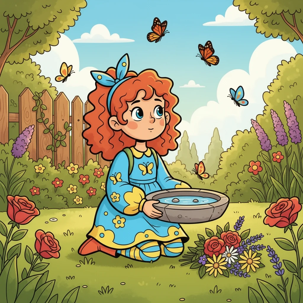 Todos os dias, Luna ia ao jardim com a esperança de se aproximar das borboletas. Ela deixava flores frescas e construía pequenos lagos com pedrinhas, mas as borboletas sempre voavam para longe. Luna queria muito ser amiga delas.
