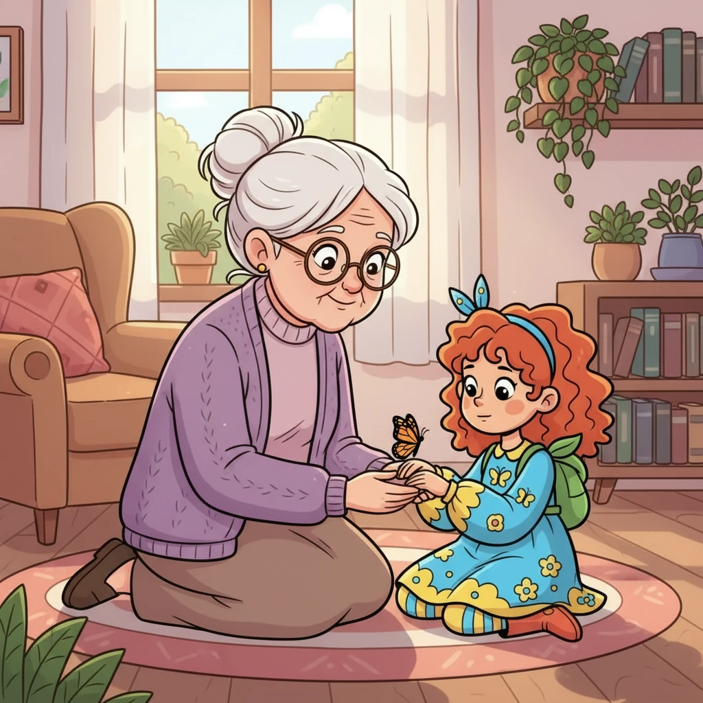 A vovó, com seus cabelos brancos e um olhar cheio de sabedoria, explicou: “Borboletas não se prendem, meu amor. Elas só pousam onde se sentem livres e seguras.” Luna, pensativa, começou a entender.