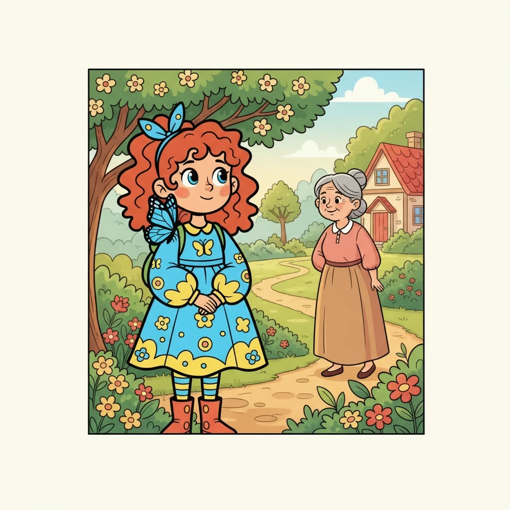 Uma linda borboleta azul pousou suavemente no ombro de Luna. Ela ficou imóvel, sentindo o coração bater forte de alegria. A vovó, de longe, sorriu, sabendo que Luna havia aprendido a lição: o amor floresce com liberdade.