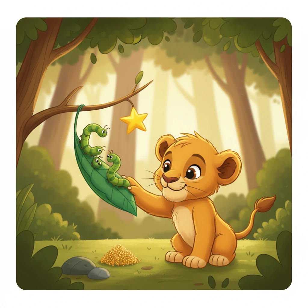 As Leo ventured into a leafy grove, he found THREE plump Caterpillars munching on a juicy green leaf. They wiggled and jiggled, twisting their bodies until they formed the wavy letter 'C'. Leo thought they looked like tiny, living letters.