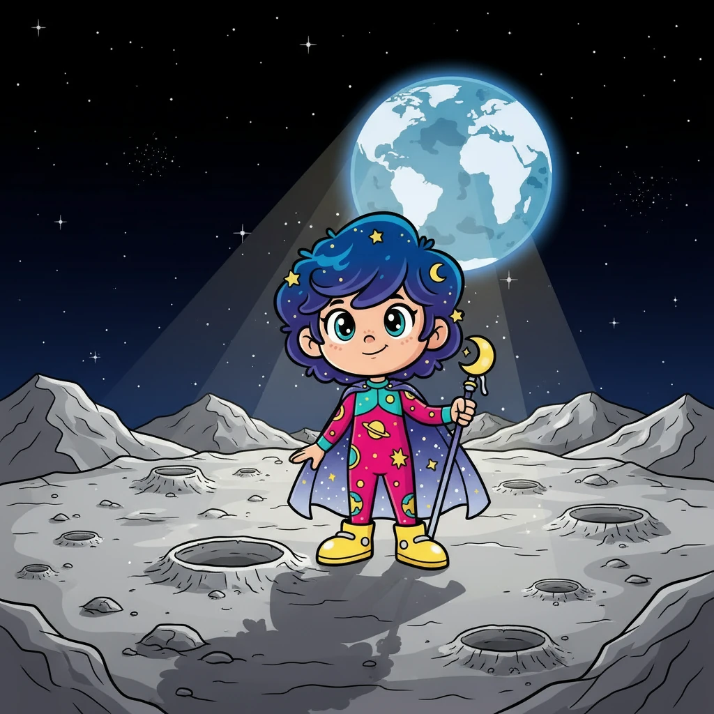 Luna besluit om 'n reis te onderneem om meer oor die mane uit te vind. Sy begin met die maan self, en bestudeer die oppervlak vol kraters wat deur botsings gevorm is. Sy leer van die ligweerkaatsing wat die maan laat skyn.