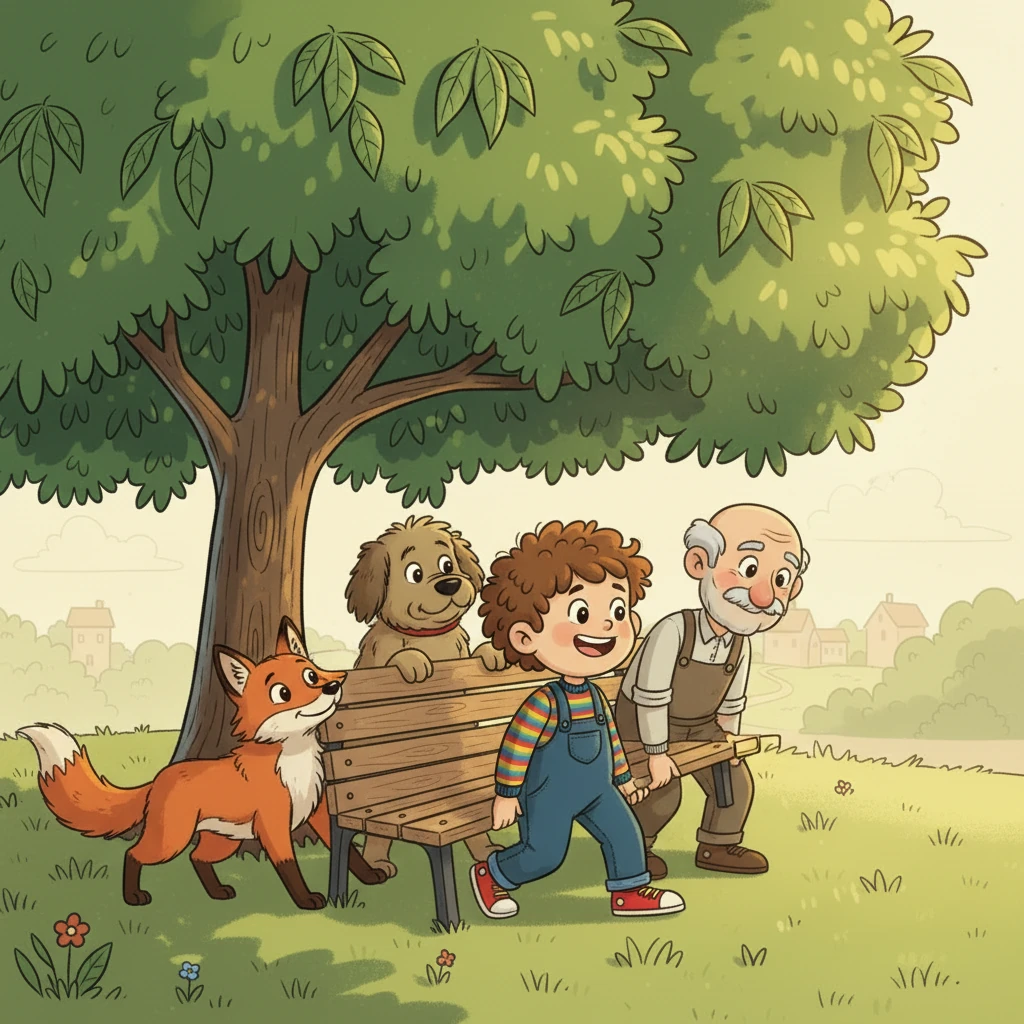 With a plan in mind, Lila and her Grandpa, along with a few helpful friends, carefully moved Bennie from its forgotten corner. They gently lifted it, carrying it towards Lila's home with hopeful smiles.
