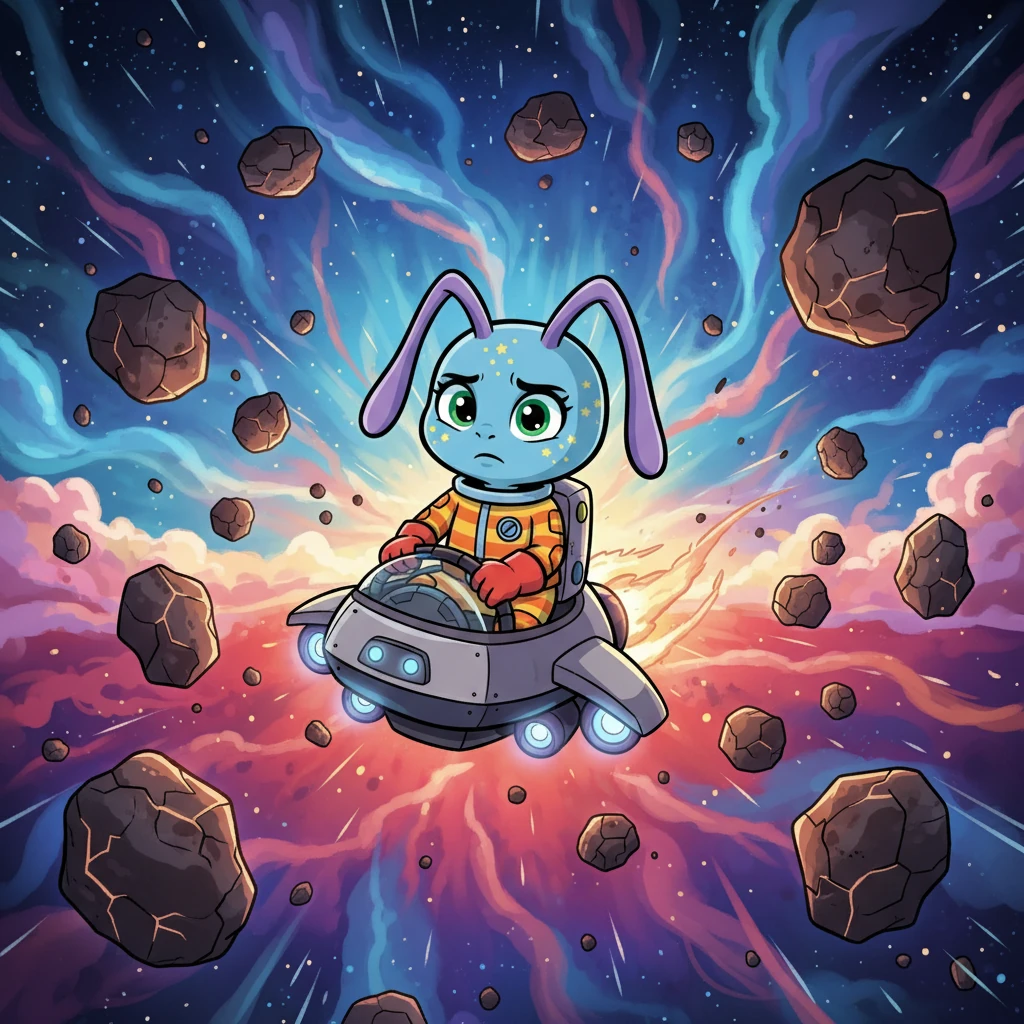 Years later, a message arrived from afar: Stripes was ill and wished to see Gigi one last time. Without hesitation, Gigi began a perilous journey through the galaxy. She faced cosmic storms and navigated treacherous asteroid fields to find her friend.