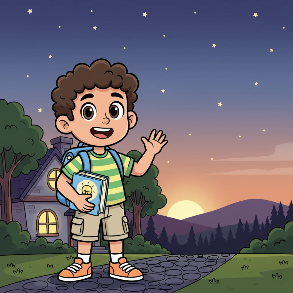 As the sun sets, Hussein returns home, his heart full of new knowledge and happy memories. He looks up at the twinkling stars, knowing that every day holds a new opportunity to learn and discover. His journey of education has just begun, and he can't wait for tomorrow.