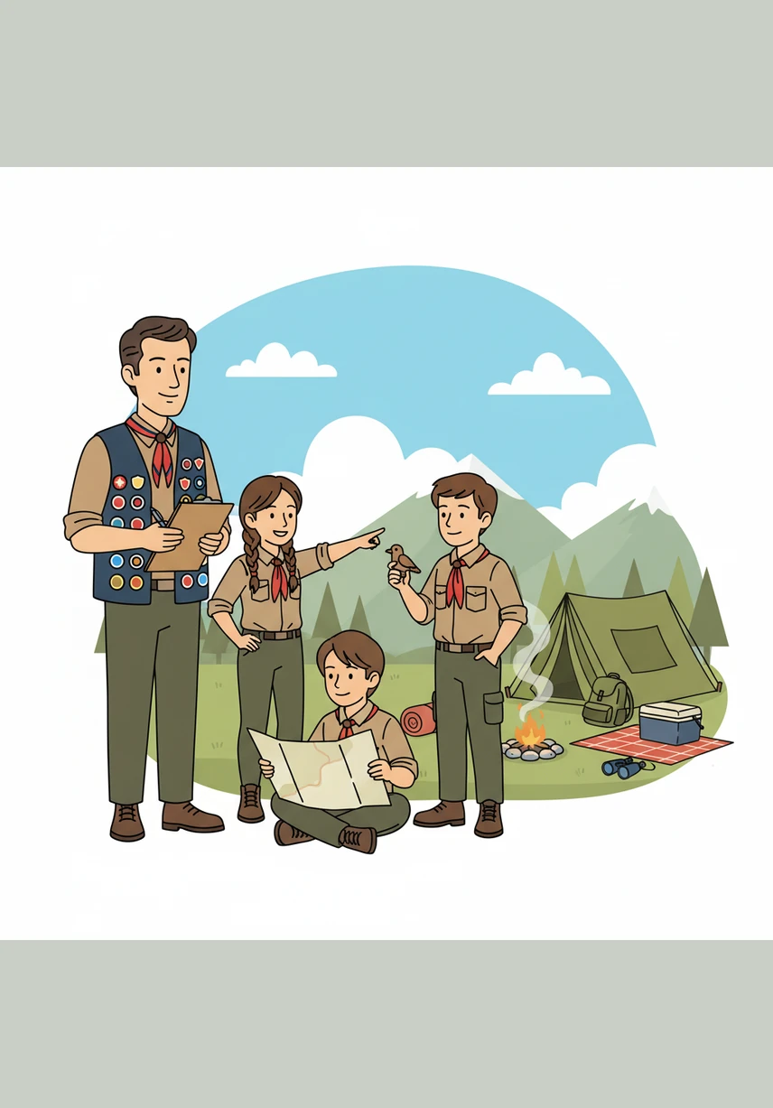 As the scouts begin a knot-tying competition, Arthur walks among them, offering gentle tips on the perfect square knot. He doesn't do the work for them, but instead empowers the youth leaders to guide their own patrols with confidence.
