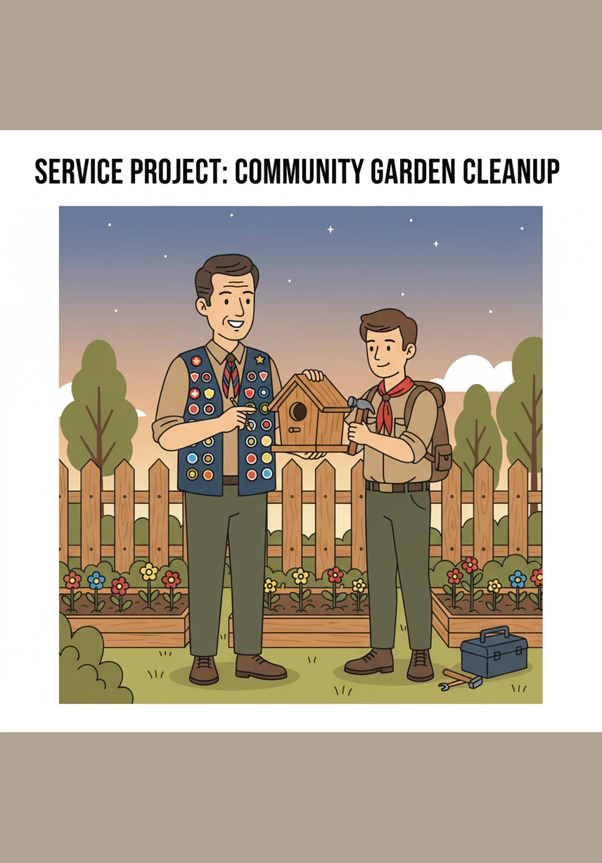 Later that evening, Arthur helps Leo plan a service project to restore a local hiking trail that has been overgrown by brush. They look over a topographic map together, highlighting the areas where the scouts can make the most significant impact on the environment.