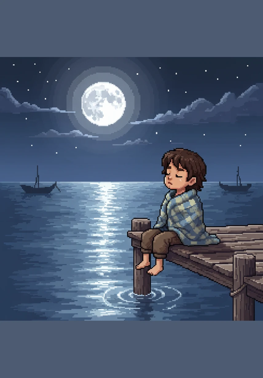 Under the silver light of a full moon, Tanggang sits on the edge of the dock, listening to the rhythmic pulse of the waves. He realizes that the sea isn't just water, but a language he is slowly beginning to understand.